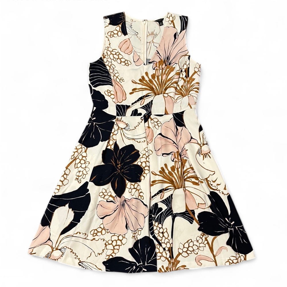Ann Taylor Floral Blossom Flare Dress V-Neck Sleeveless - Size 10P